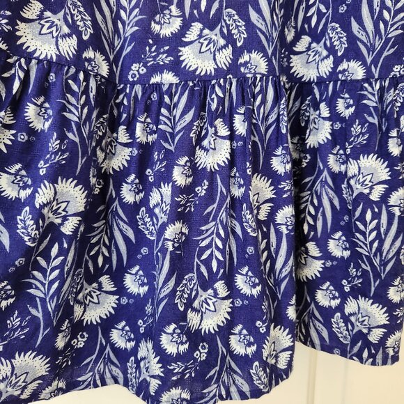 Boho Floral Peplum Top Ruffled Cottage Core Blue Prairie Feminine Romantic XS - Picture 4 of 12